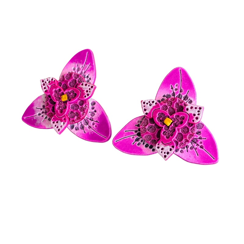 "Tigridia Pavonia Pink" Earrings - Macan's Anniversary Special