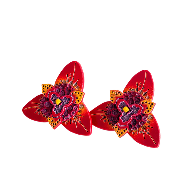 "Tigridia Pavonia Red" Earrings - Macan's Anniversary Special